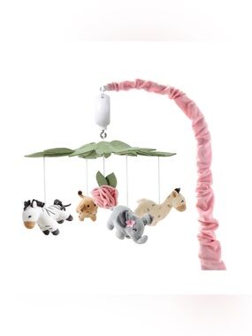 The Peanutshell Plush Pink Jungle Safari Crib Mobile